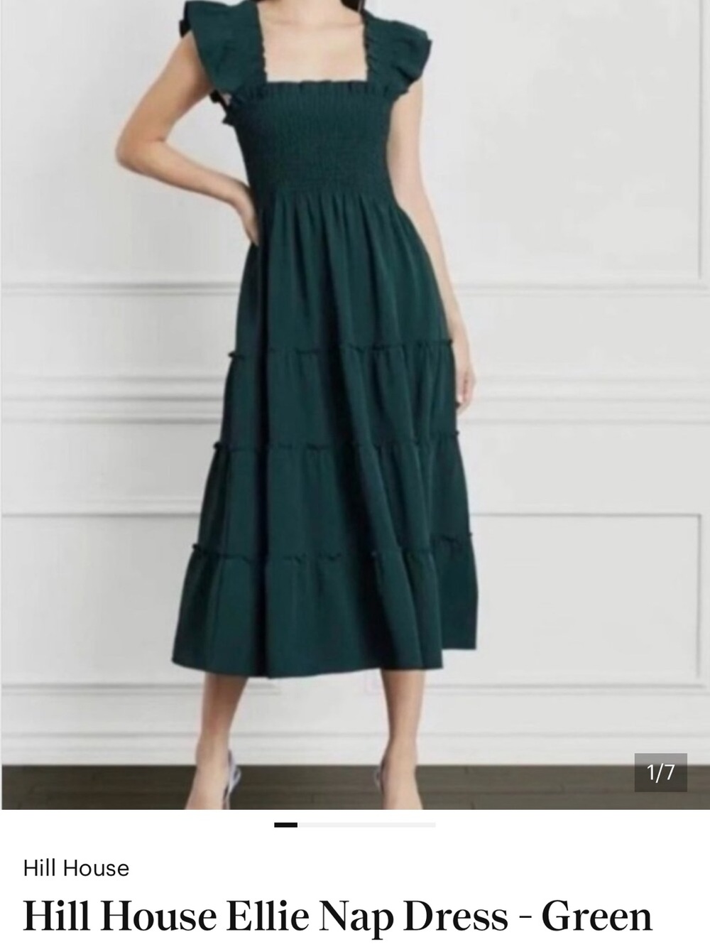 Hill House Ellie Tiered Midi Dress — Dark Green